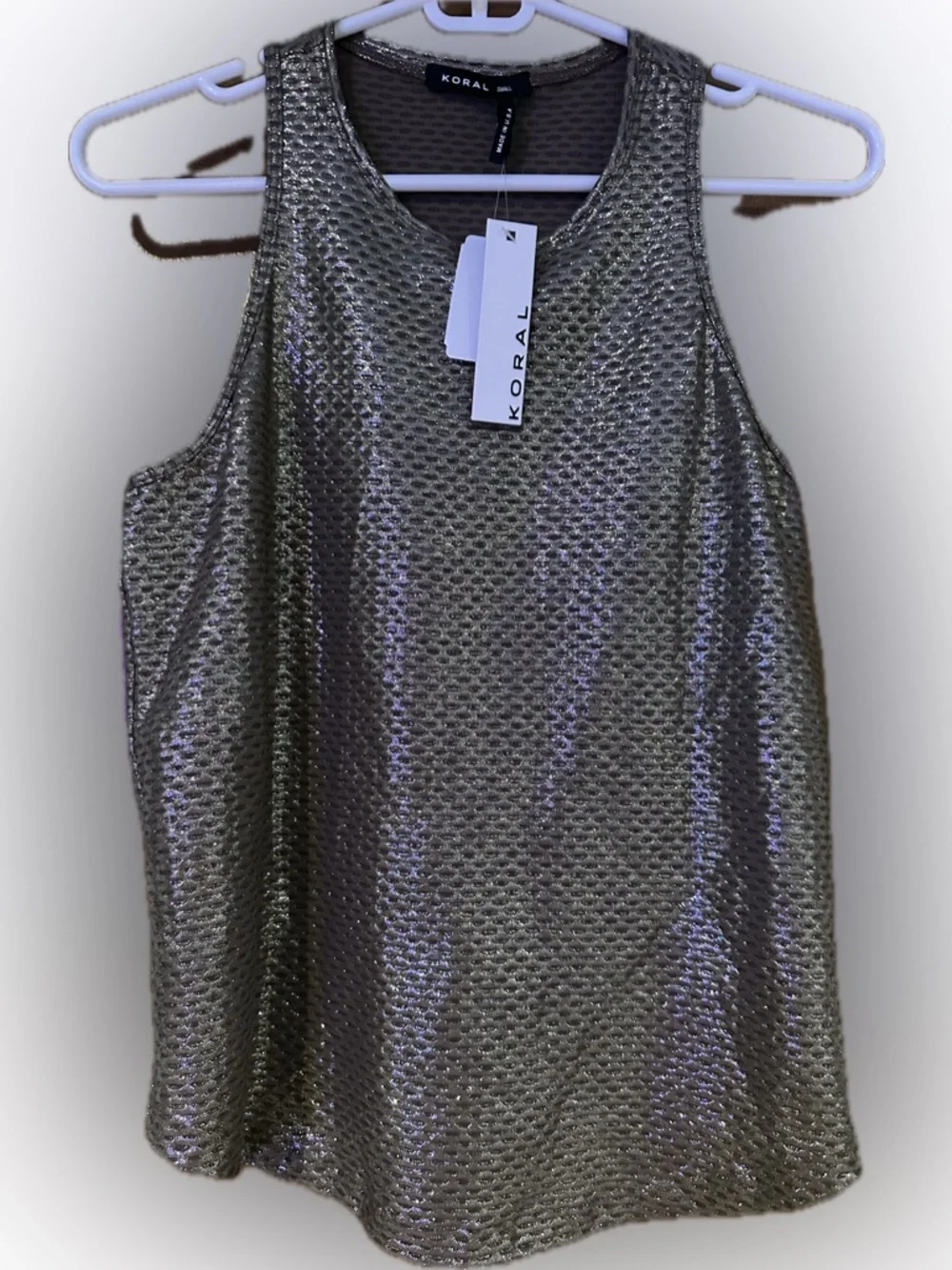 Koral by Ilana Kugel shimmery Aerate Brillion Netz tank top in Cafe size S/Small